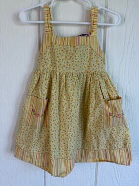 Vintage Clockwise Girls 3T Floral Sundress Cottagecore Embroidered Pocket Dress